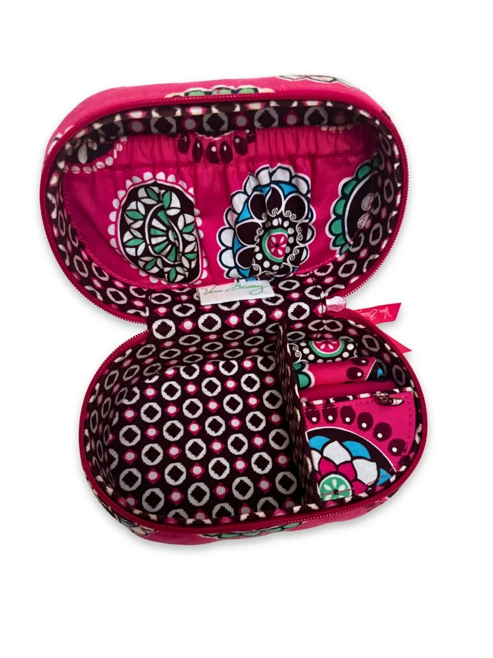Vera Bradley Quilted Jewelry Box Travel Case Pink Cupcakes 6”x4”